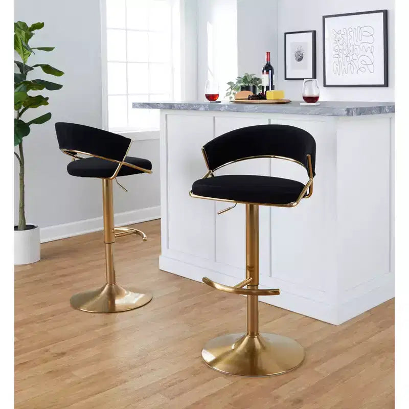 LumiSource Set of 2 Jie Adjustable Swivel Barstools