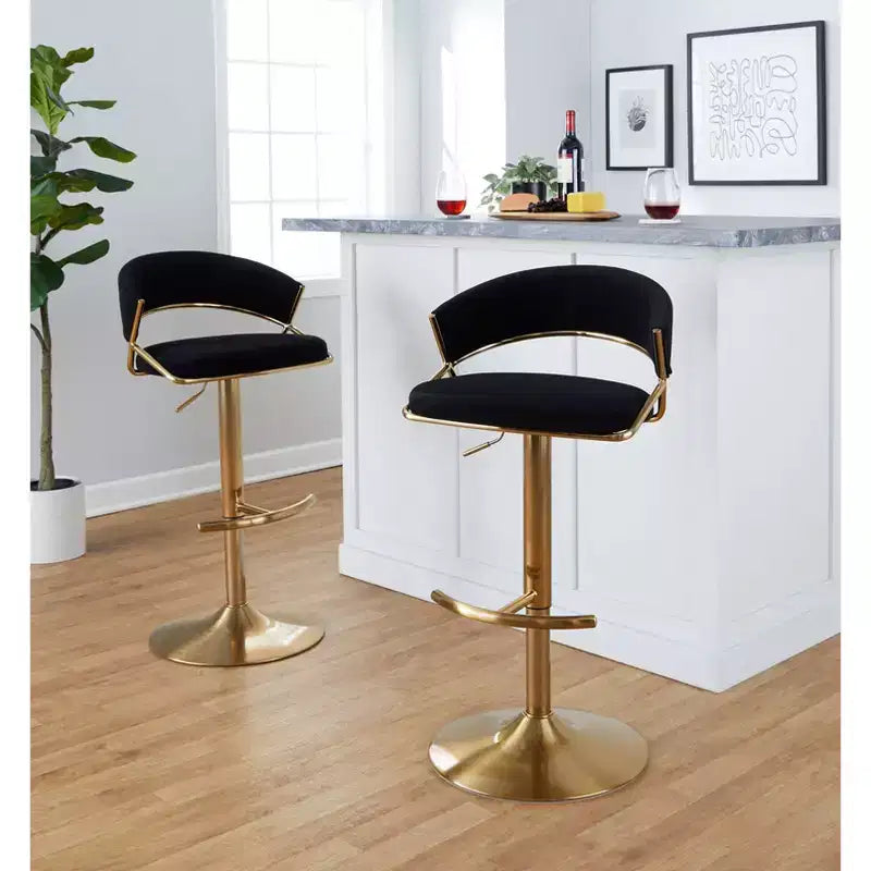 LumiSource Set of 2 Jie Adjustable Swivel Barstools