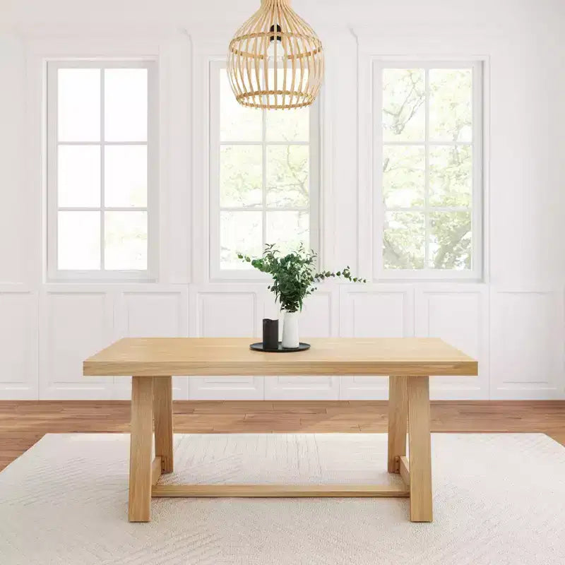 Plank+Beam 72 Dining Table for 6, Solid Wood Classic Farmhouse Style Kitchen Table