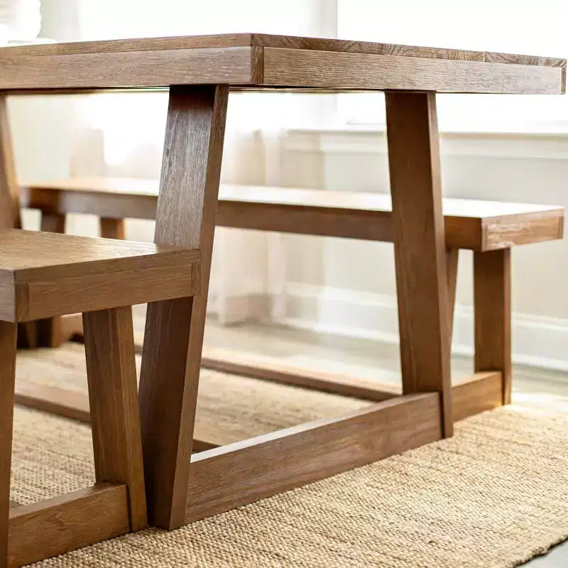 Plank+Beam 72 Dining Table for 6, Solid Wood Classic Farmhouse Style Kitchen Table