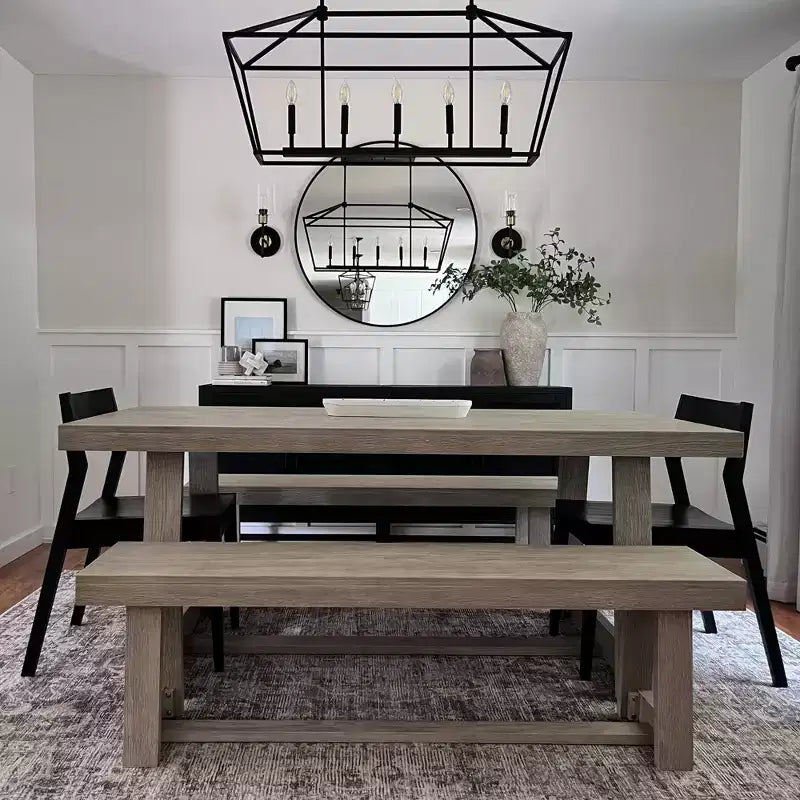 Plank+Beam 72 Dining Table for 6, Solid Wood Classic Farmhouse Style Kitchen Table