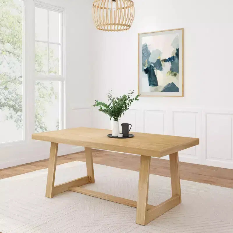 Plank+Beam 72 Dining Table for 6, Solid Wood Classic Farmhouse Style Kitchen Table