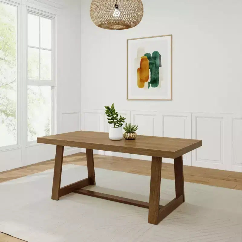 Plank+Beam 72 Dining Table for 6, Solid Wood Classic Farmhouse Style Kitchen Table