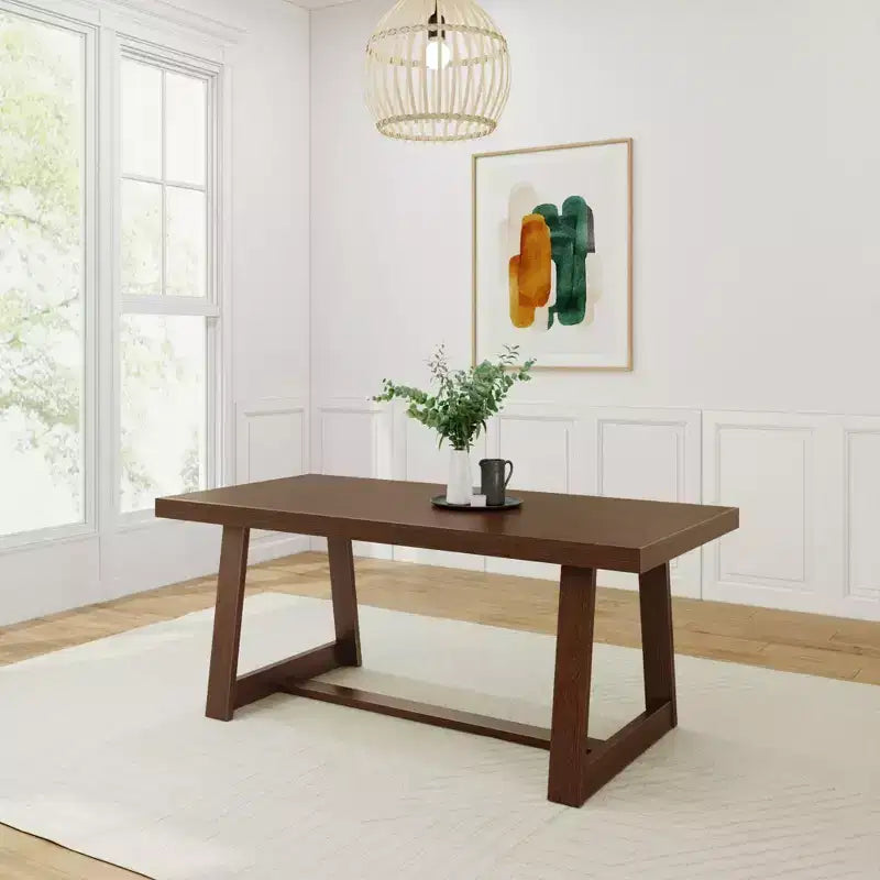 Plank+Beam 72 Dining Table for 6, Solid Wood Classic Farmhouse Style Kitchen Table