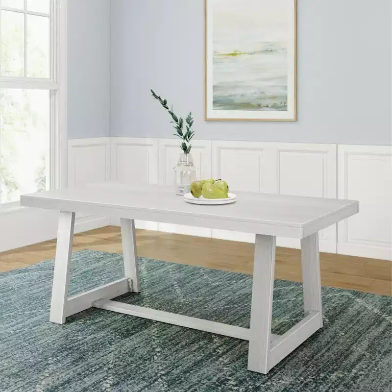 Plank+Beam 72 Dining Table for 6, Solid Wood Classic Farmhouse Style Kitchen Table