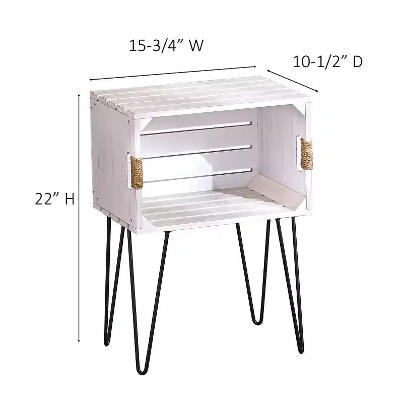 The Lakeside Collection Rustic Wooden Crate End Table with Jute Wrapped Handles