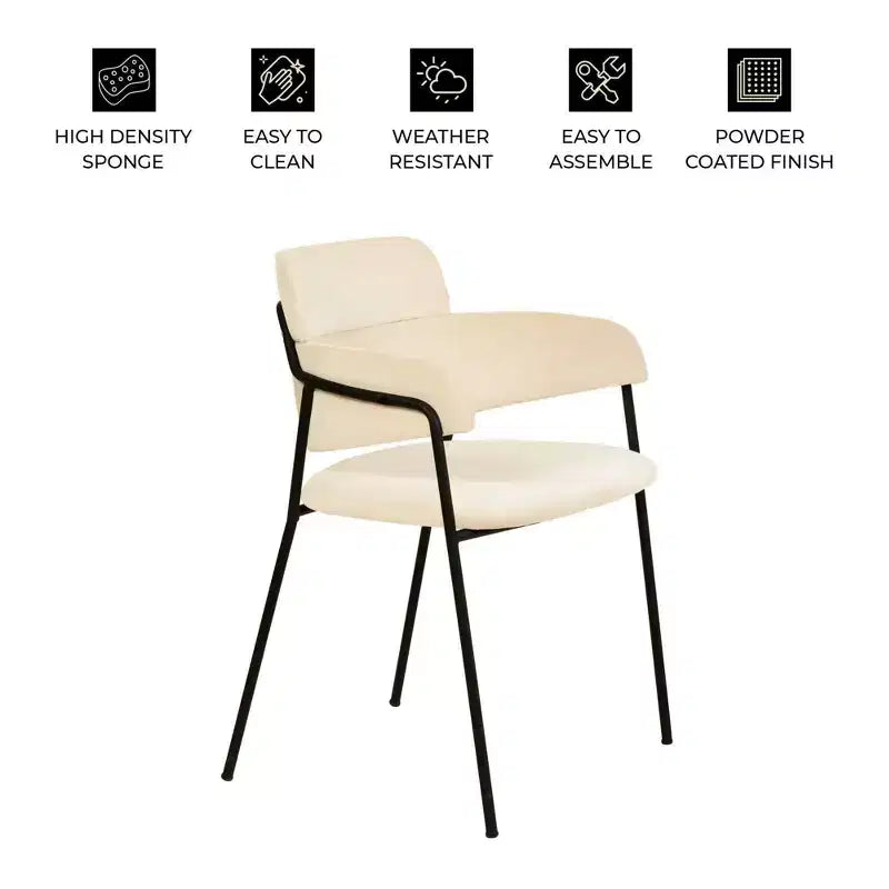 Chaise de salle à manger rembourrée Axis – Siège d'appoint moderne avec pieds en acier inoxydable thermolaqué durable pour cuisine, salle à manger, bureau et salon.