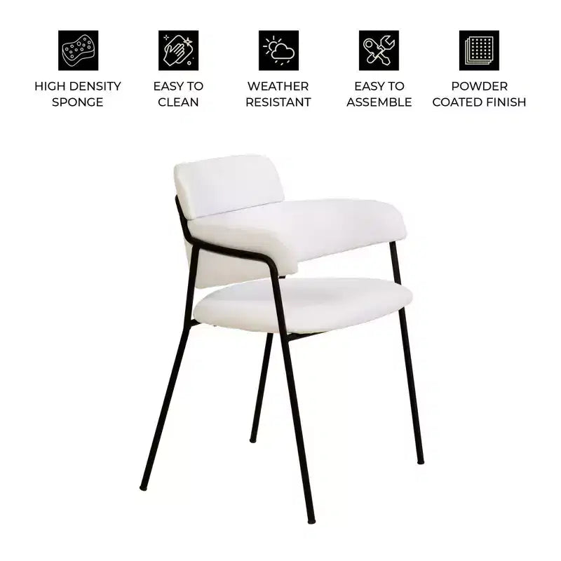 Chaise de salle à manger rembourrée Axis – Siège d'appoint moderne avec pieds en acier inoxydable thermolaqué durable pour cuisine, salle à manger, bureau et salon.