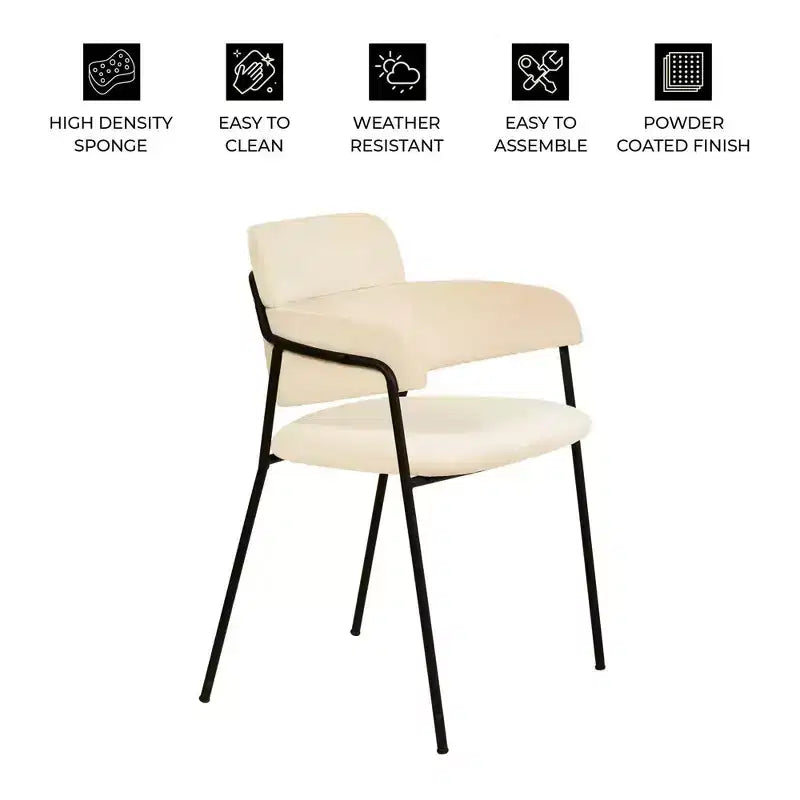 Chaise de salle à manger rembourrée Axis – Siège d'appoint moderne avec pieds en acier inoxydable thermolaqué durable pour cuisine, salle à manger, bureau et salon.
