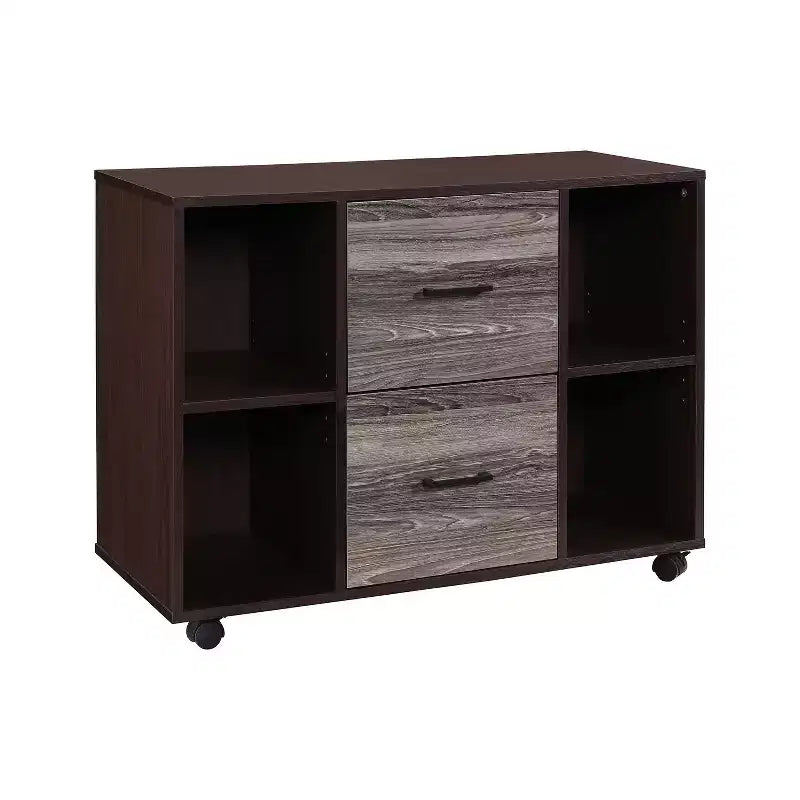AndMakers 3-Drawer 39in. W File Cabinet for Home Office, Mobile Lateral Filing Cabinet, Printer Stand with Open Storage Shelves