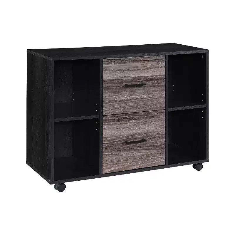 AndMakers 3-Drawer 39in. W File Cabinet for Home Office, Mobile Lateral Filing Cabinet, Printer Stand with Open Storage Shelves