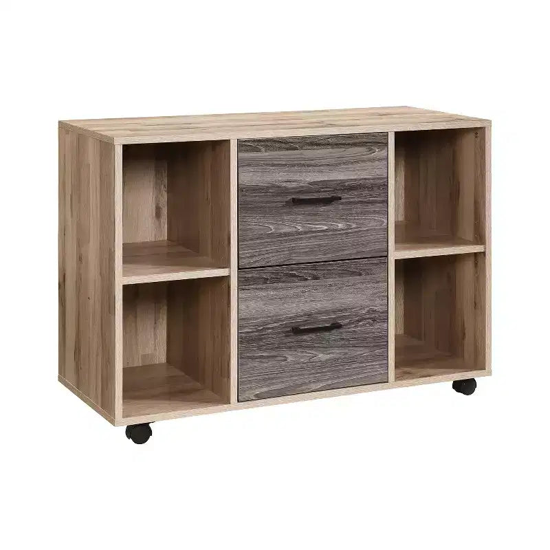 AndMakers 3-Drawer 39in. W File Cabinet for Home Office, Mobile Lateral Filing Cabinet, Printer Stand with Open Storage Shelves