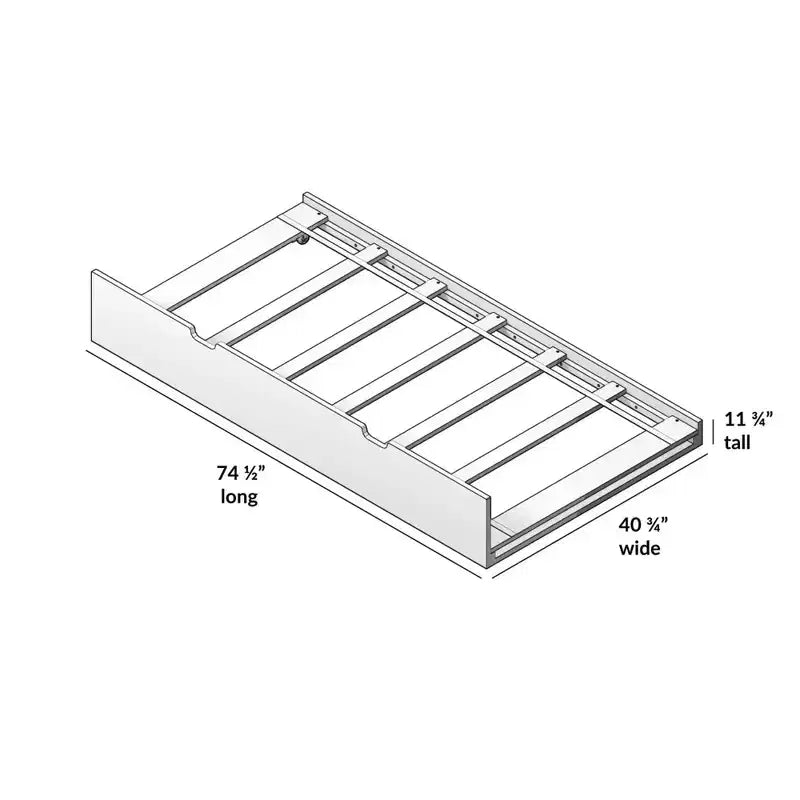Plank+Beam Twin-Size Trundle Bed with 7 Pcs Slat Roll and Rubber Castors