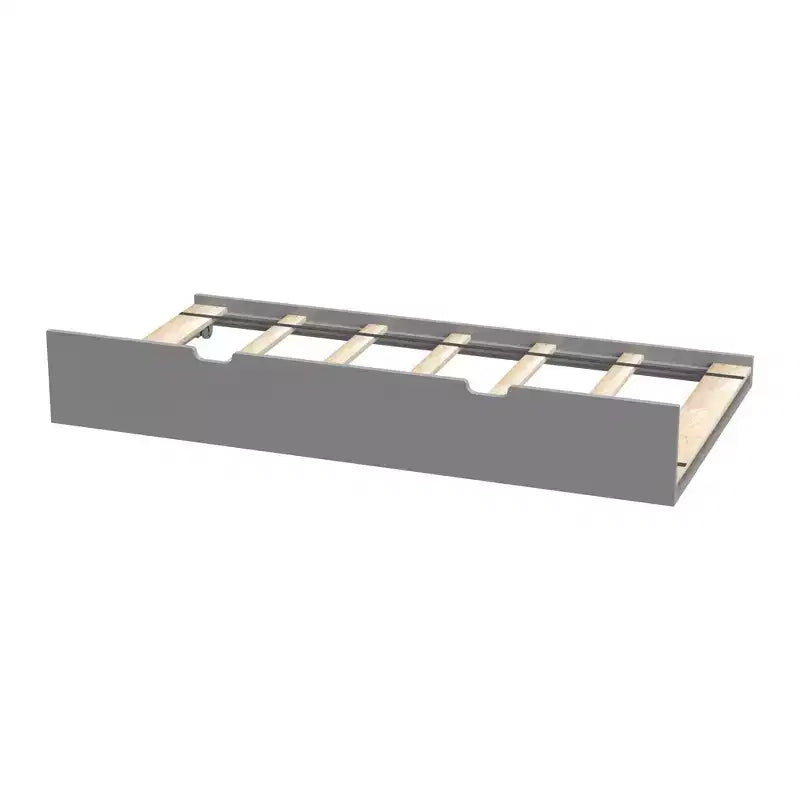 Plank+Beam Twin-Size Trundle Bed with 7 Pcs Slat Roll and Rubber Castors