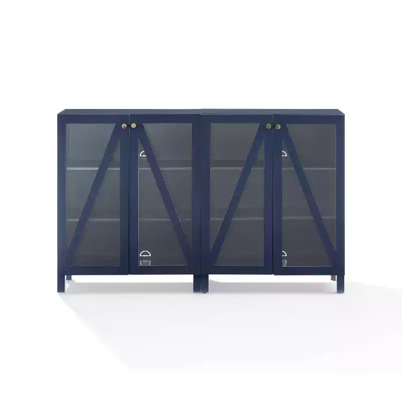 Crosley 60 Cassai 2pc Media Sideboard Cabinet: Glass Doors, Adjustable Shelves, Cable Management