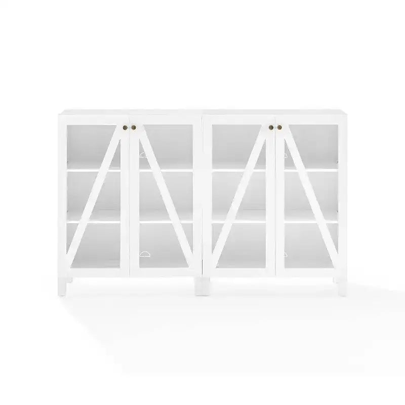 Crosley 60 Cassai 2pc Media Sideboard Cabinet: Glass Doors, Adjustable Shelves, Cable Management