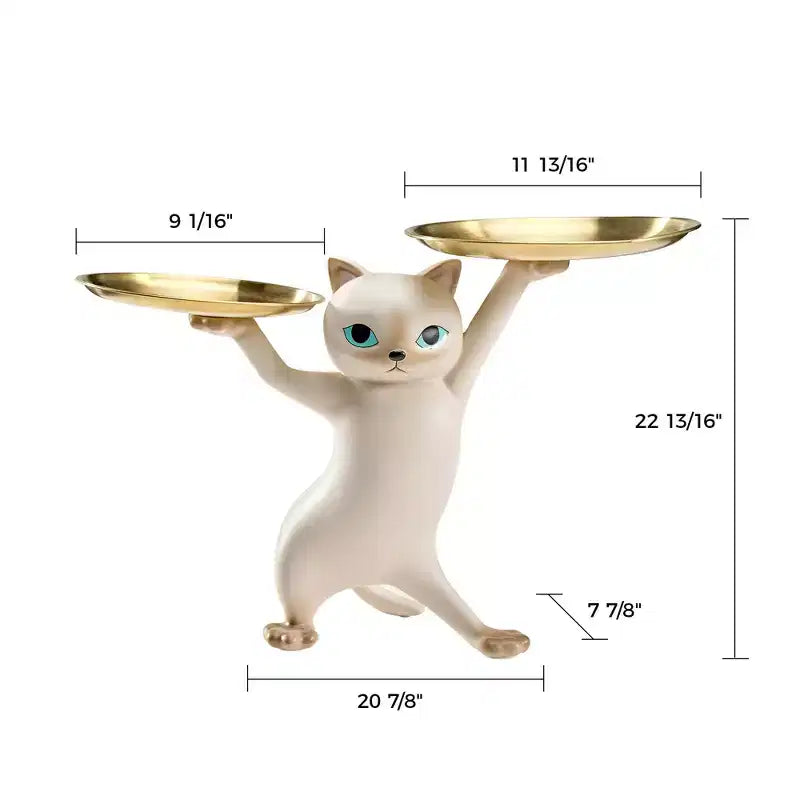EUREKA ERGONOMIC,23H, Enchanting Cat Side Table,23.87W x 7.87D x 19.69H,Glass Tray