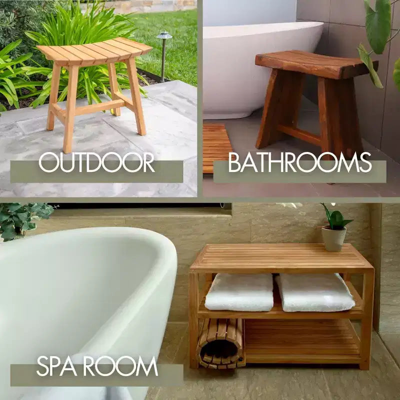 Nordic Teak Natural C Shaped Side Table - Beige
