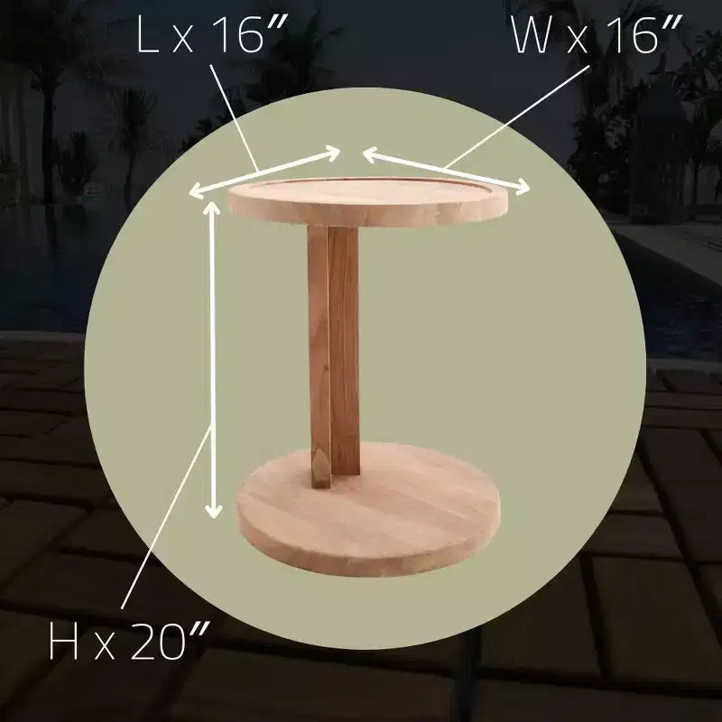 Nordic Teak Natural C Shaped Side Table - Beige