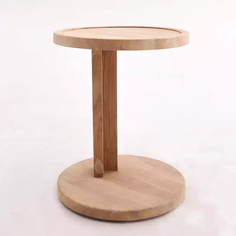 Nordic Teak Natural C Shaped Side Table - Beige
