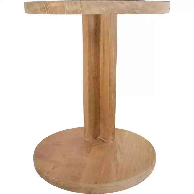 Nordic Teak Natural C Shaped Side Table - Beige
