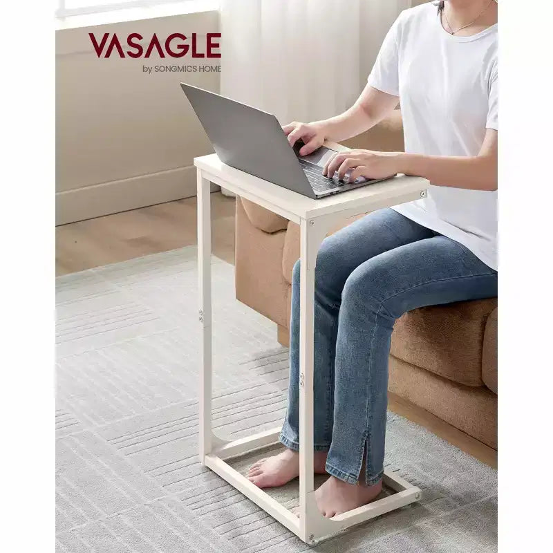 VASAGLE C-Shaped End Table Side Table Couch Table Small TV Tray Table for Living Room Bedroom
