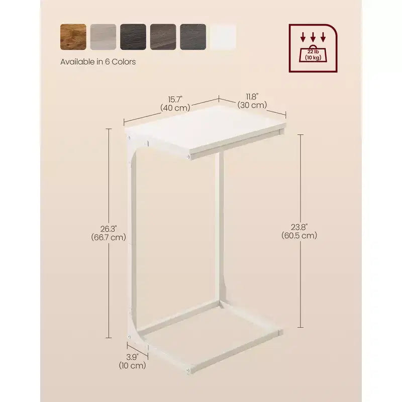 VASAGLE C-Shaped End Table Side Table Couch Table Small TV Tray Table for Living Room Bedroom