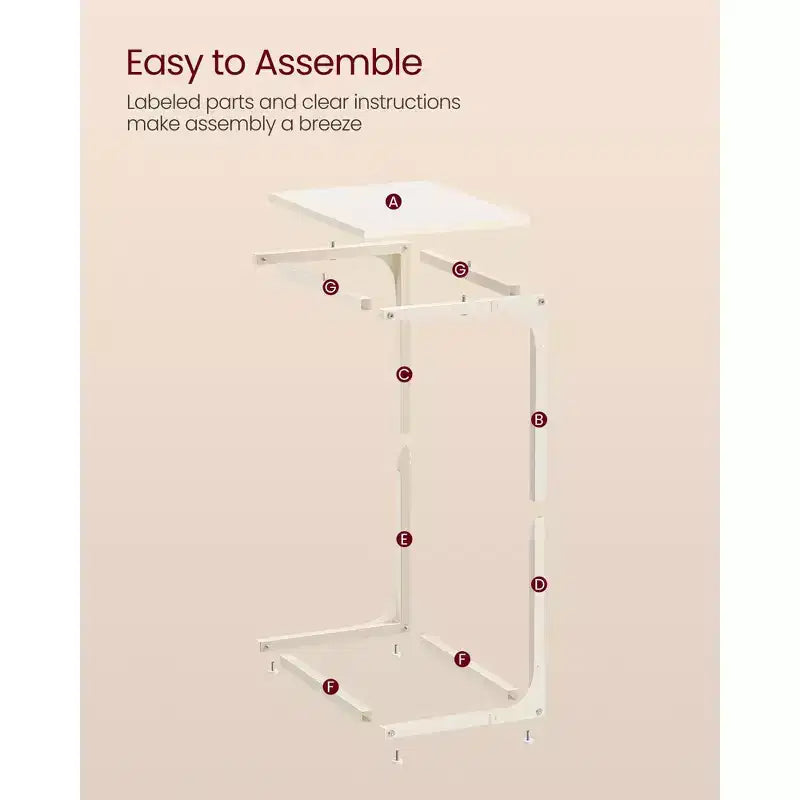 VASAGLE C-Shaped End Table Side Table Couch Table Small TV Tray Table for Living Room Bedroom