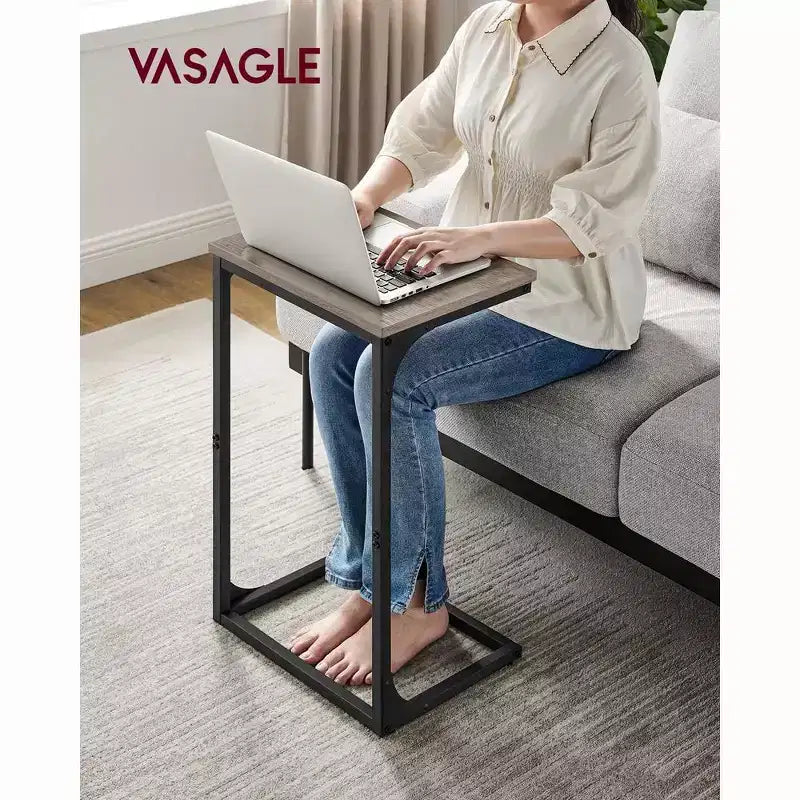 VASAGLE C-Shaped End Table Side Table Couch Table Small TV Tray Table for Living Room Bedroom