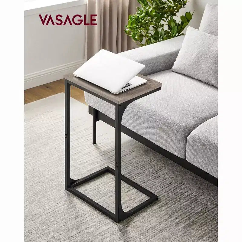 VASAGLE C-Shaped End Table Side Table Couch Table Small TV Tray Table for Living Room Bedroom