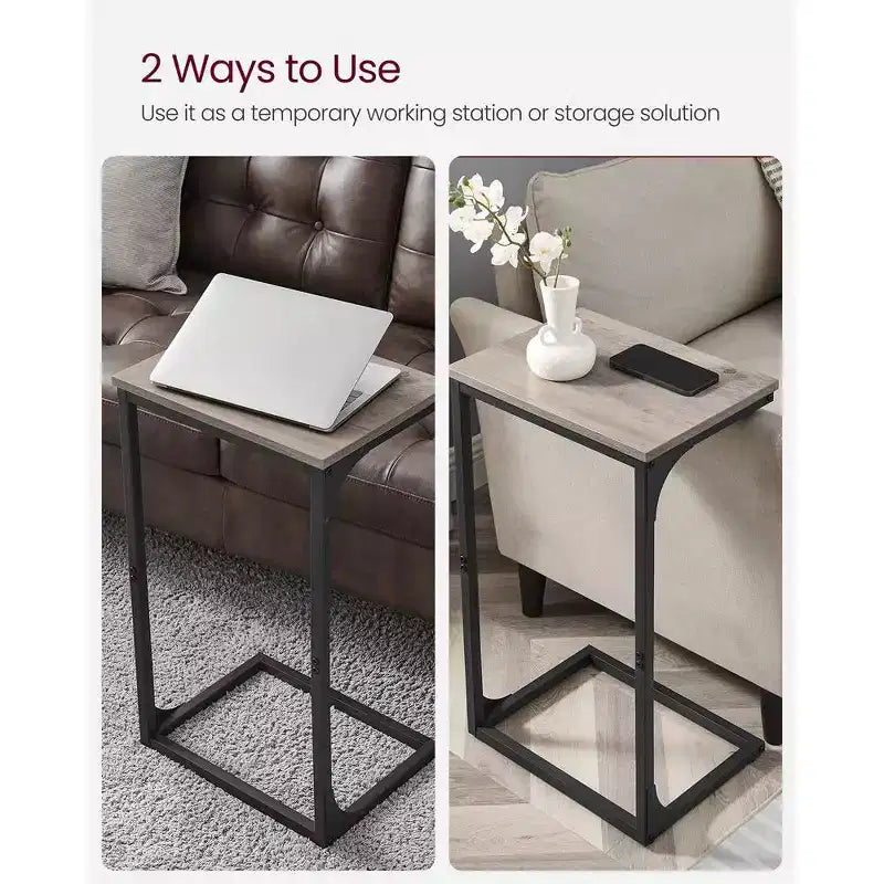 VASAGLE C-Shaped End Table Side Table Couch Table Small TV Tray Table for Living Room Bedroom