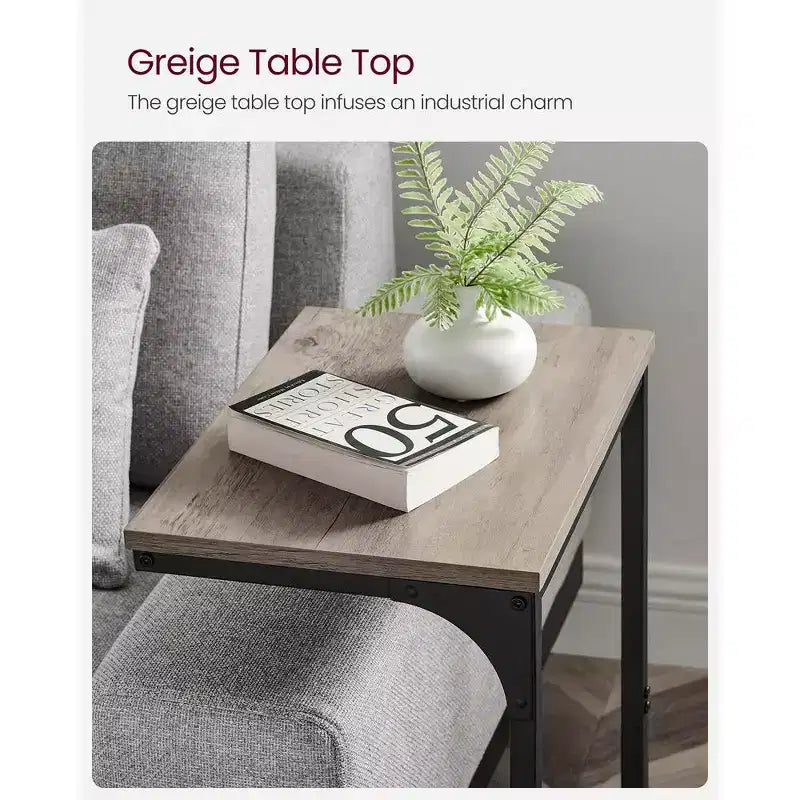 VASAGLE C-Shaped End Table Side Table Couch Table Small TV Tray Table for Living Room Bedroom