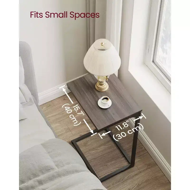 VASAGLE C-Shaped End Table Side Table Couch Table Small TV Tray Table for Living Room Bedroom