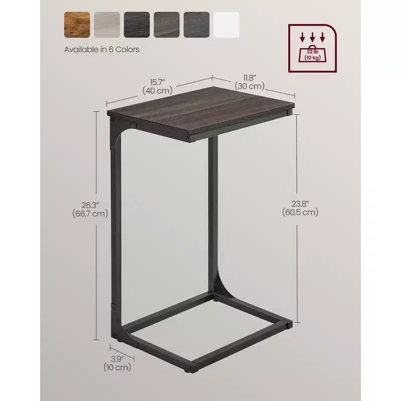 VASAGLE C-Shaped End Table Side Table Couch Table Small TV Tray Table for Living Room Bedroom