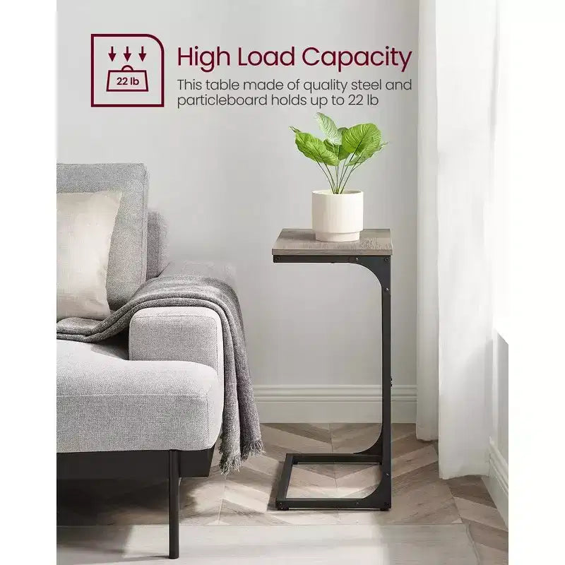 VASAGLE C-Shaped End Table Side Table Couch Table Small TV Tray Table for Living Room Bedroom