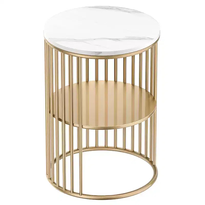 Rattan End Table with Bamboo Frame Tempered Glass Top Z-Shaped Storage Shelf Natural