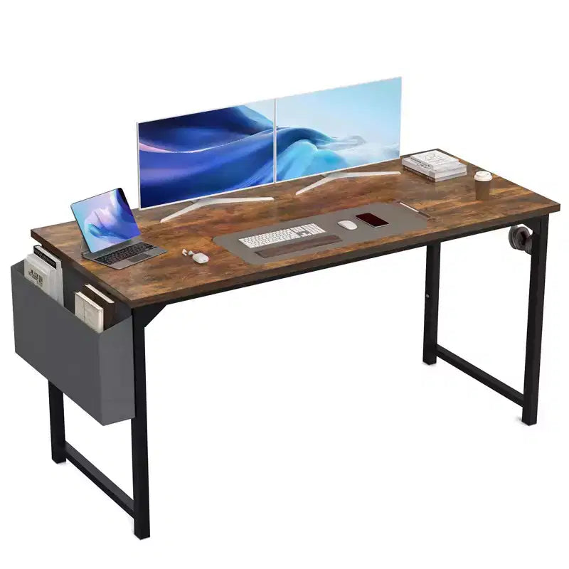 JIONJOY 63 Wide Metal Base Writing Desk - Brown