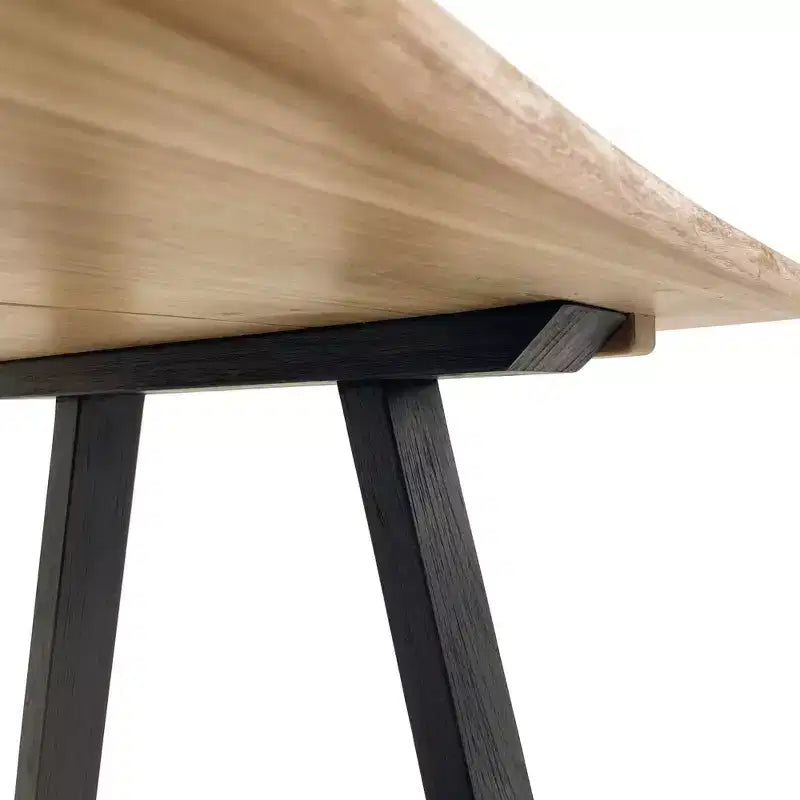 Nordic Teak 79 Natural 4-6 Person Indoor or Outdoor Dining Table - Beige w/ Black Legs
