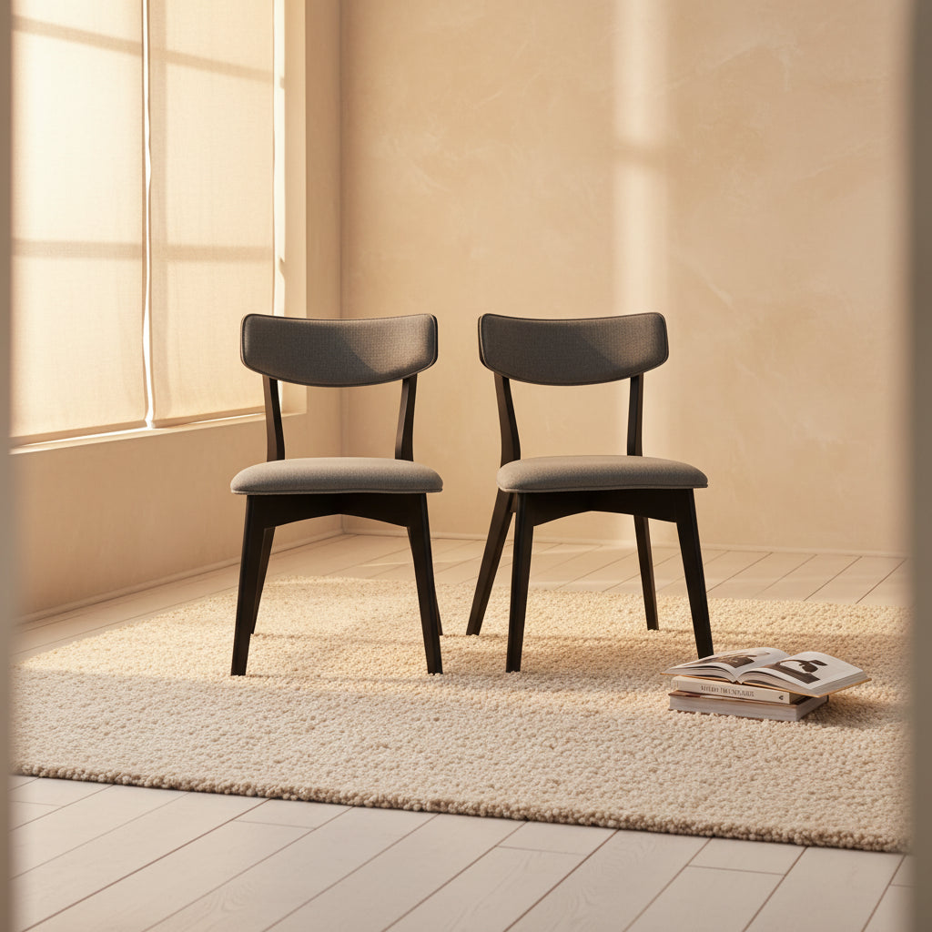 GDFStudio Crystal Mid Century Modern Fabric Upholstered Dining Chairs (Set of 2)