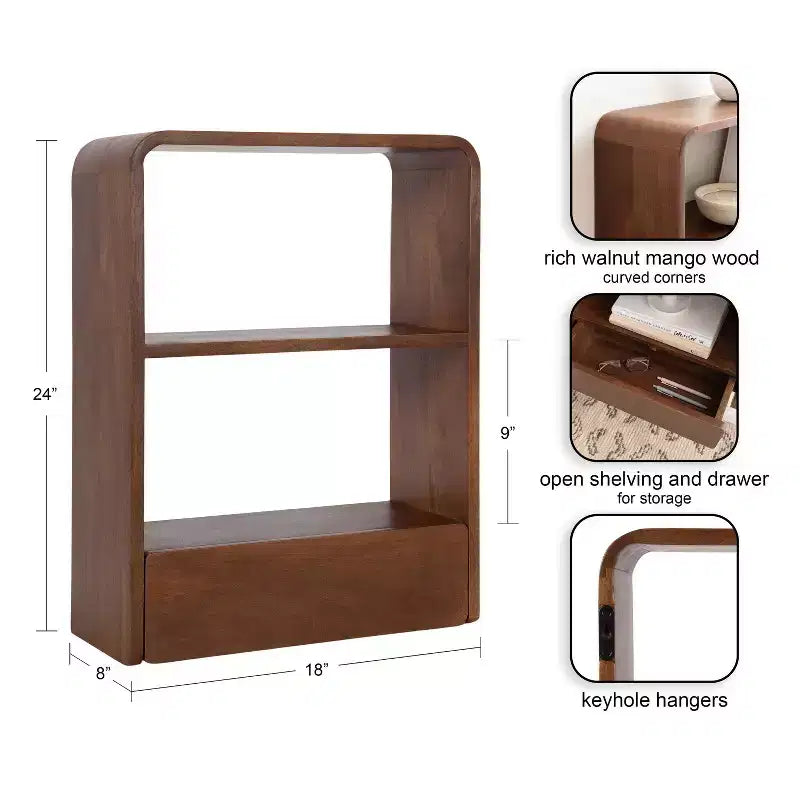 Kate & Laurel All Things Decor 18x24 Kato Wall Shelf with Drawer