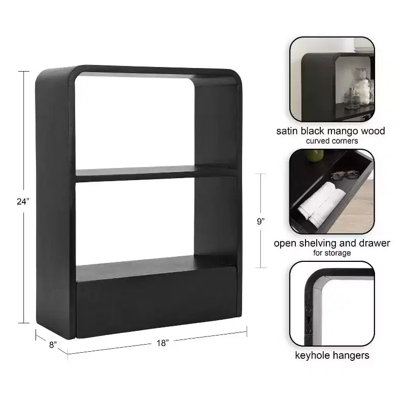 Kate & Laurel All Things Decor 18x24 Kato Wall Shelf with Drawer