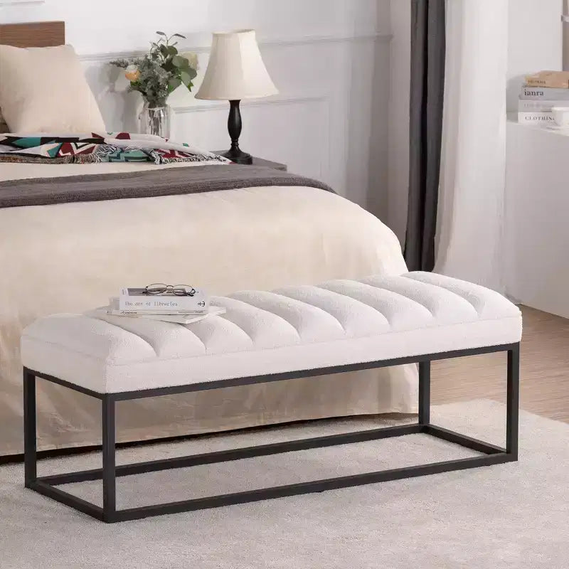 GDFStudio Oakley Metal Base Upholstered Bench