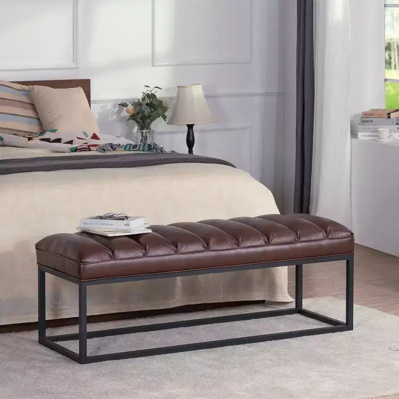 GDFStudio Oakley Metal Base Upholstered Bench
