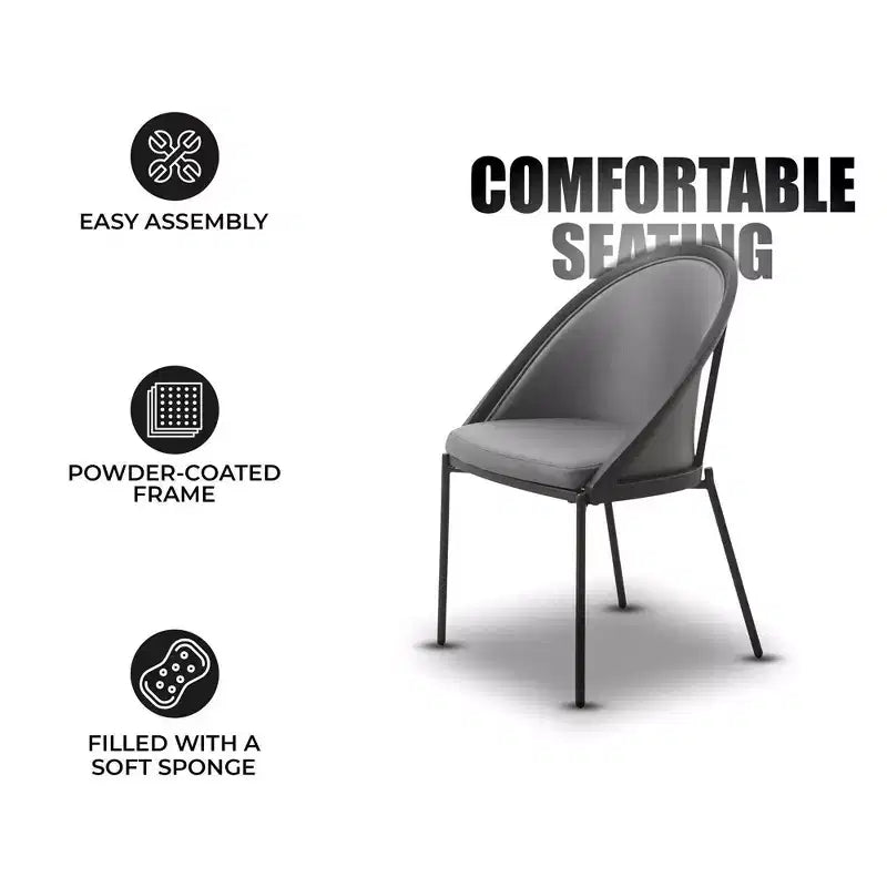 LeisureMod Urbane Collection Upholstered Dining Chair Set of 4  Vinyl Seat with Stainless Steel Legs, Modern Kitchen, Dining Room, Cafe Seating