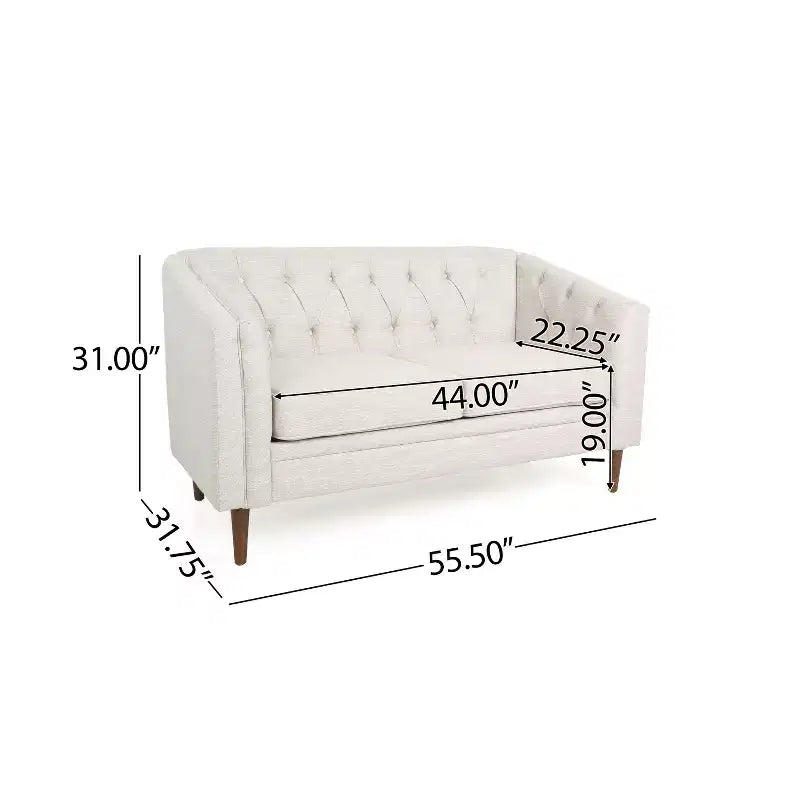 GDFStudio Jelm Contemporary Tufted Birch Wood Loveseat