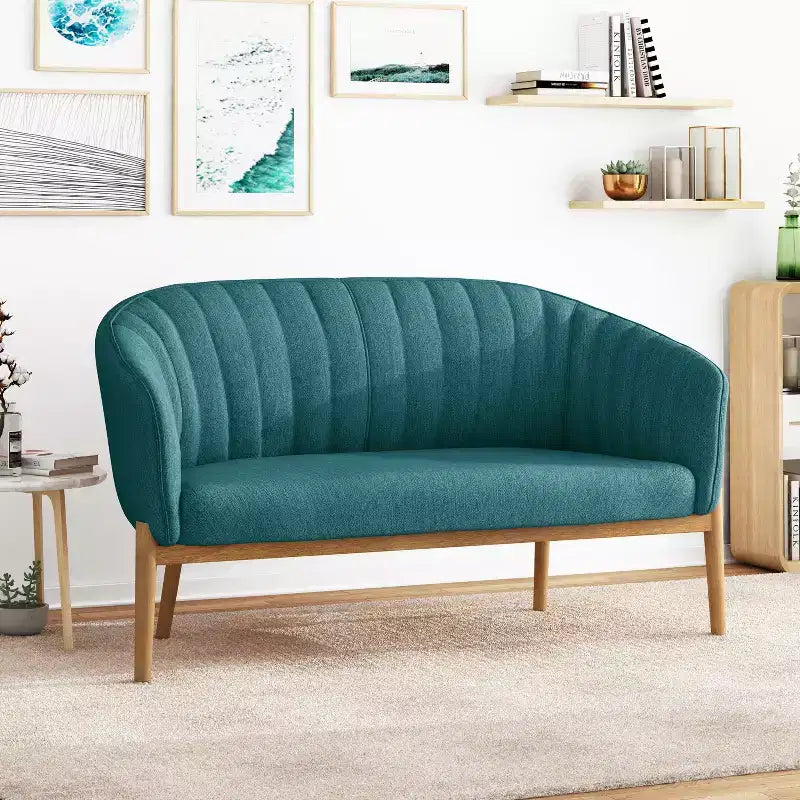 GDFStudio Jelm Contemporary Tufted Birch Wood Loveseat
