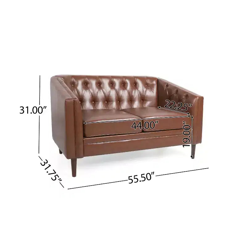 GDFStudio Jelm Contemporary Tufted Birch Wood Loveseat