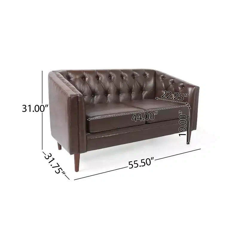 GDFStudio Jelm Contemporary Tufted Birch Wood Loveseat