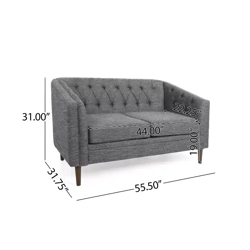 GDFStudio Jelm Contemporary Tufted Birch Wood Loveseat