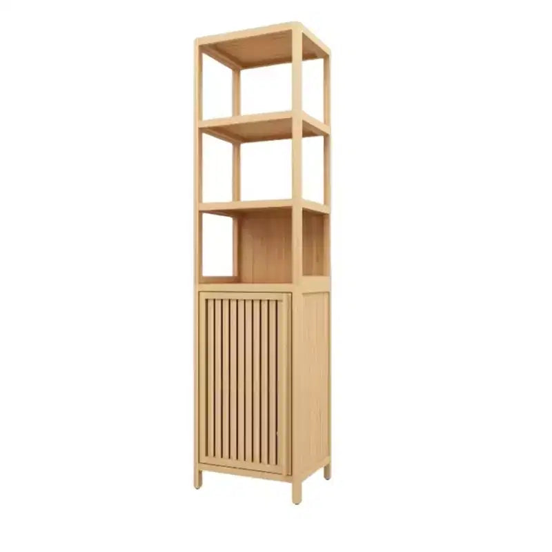Mobiletto contenitore alto in bambù, mobiletto sottile da bagno con 3 ripiani, armadietto da terra a torre ad angolo autoportante per bagno, soggiorno, cucina